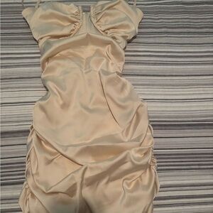 Elegant Cream Satin Dress